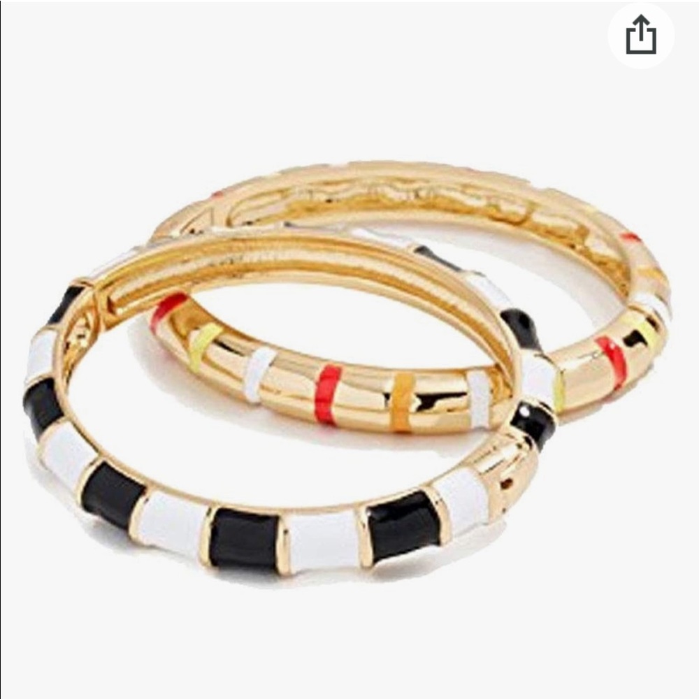 BAUBLE BAR BLACK/WHITE ENAMEL CARIA BRACELET